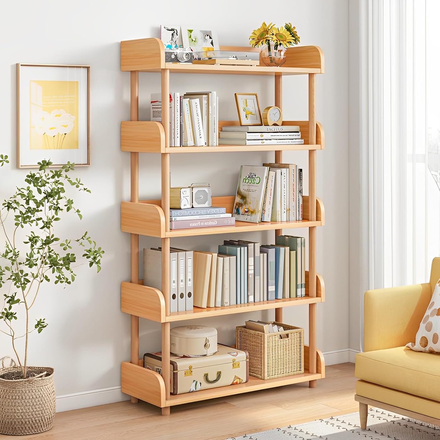 5-Tier Wooden Open Bookcase