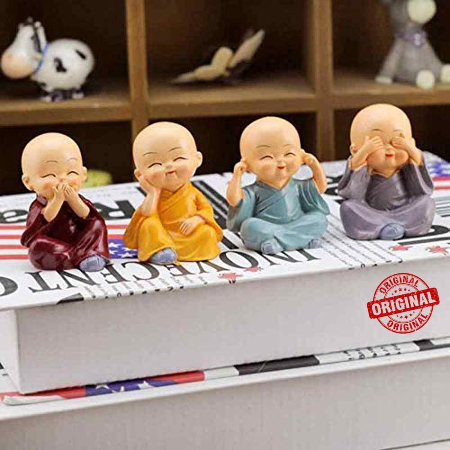 TIED RIBBONS 4 Pcs Baby Buddha Statue